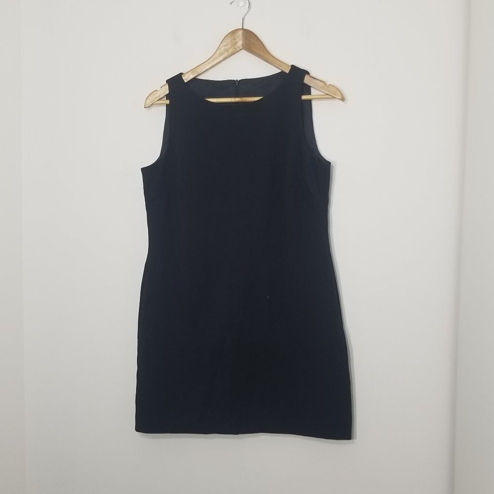 Petite Black Sheath Business Casual Mini Zipper Back Lined Sleeveless Sz 6P